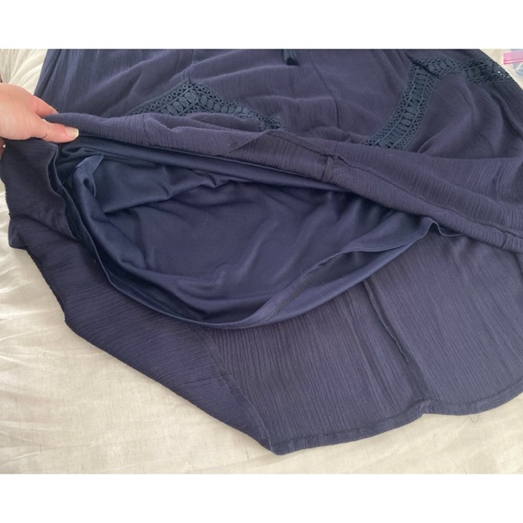 Solitaire Navy Blue Maxi Skirt Crochet & Tassel Details Size XL NEW - Picture 11 of 13